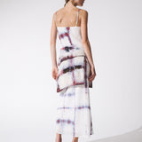 BLUE CHECK SILK SLIP DRESS