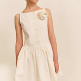 WHITE WASH PINAFORE DRESS