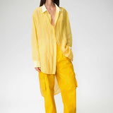 SILK COTTON PLEATS SHIRT DRESS