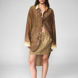 SILK COTTON PLEATS SHIRT DRESS