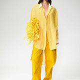 SILK COTTON PLEATS SHIRT DRESS