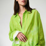 SILK COTTON PLEATS SHIRT DRESS