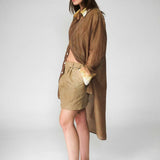 SILK COTTON PLEATS SHIRT DRESS