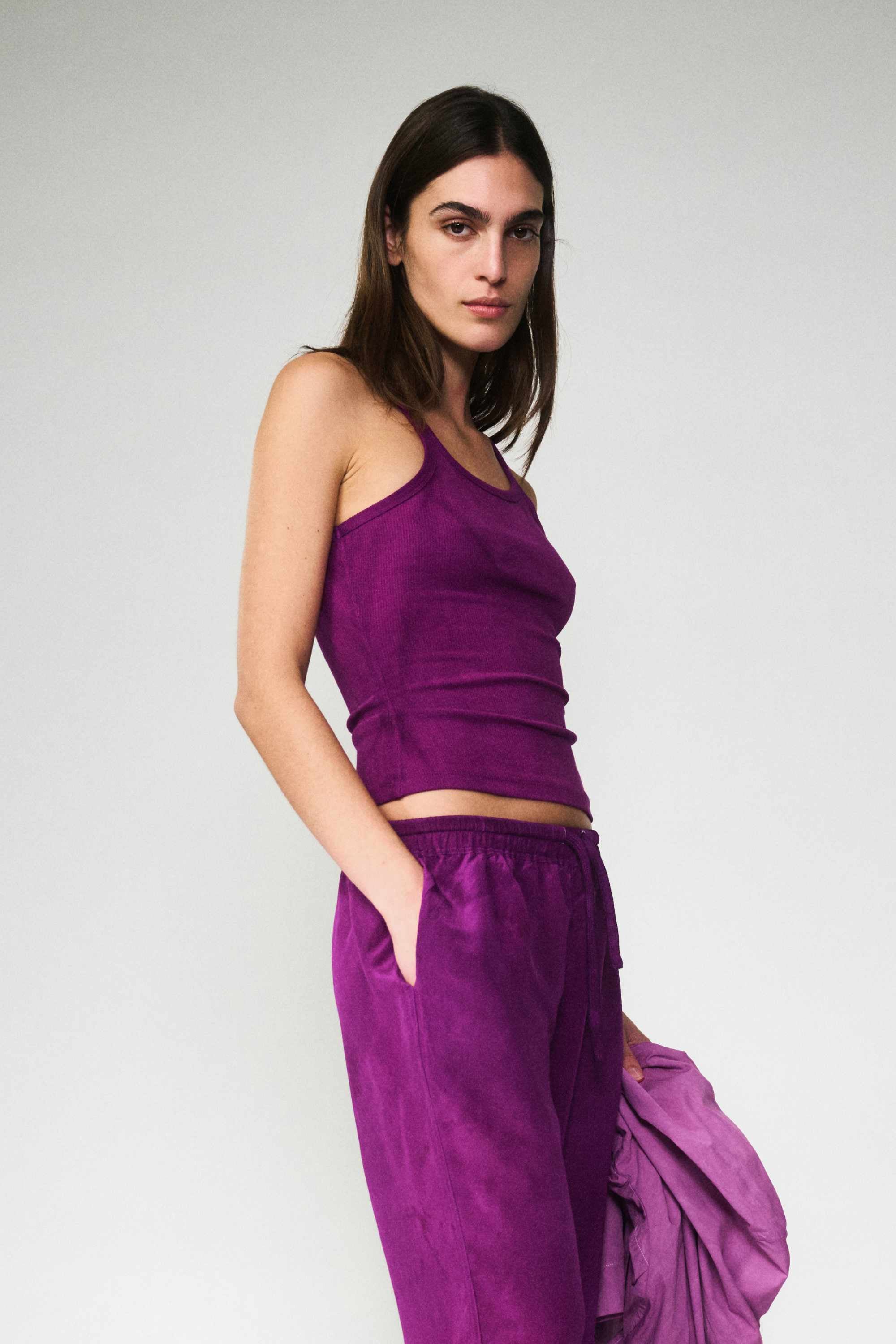 Luuda Raih COOL RIB SINGLET - Silver/mango – Luuda