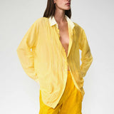 SILK COTTON PLEATS SHIRT DRESS