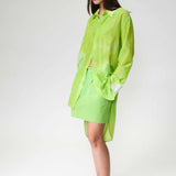 SILK COTTON PLEATS SHIRT DRESS