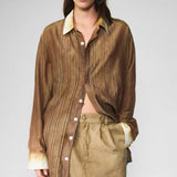 SILK COTTON PLEATS SHIRT DRESS