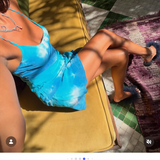 Silk slip dress custom blue