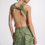 KHAKI LACE SINGLET