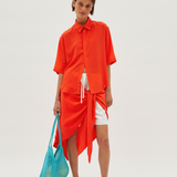 SHORT SLEEVE SILK BUTTON UP SHIRT