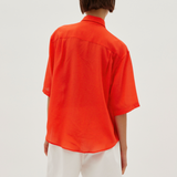 SHORT SLEEVE SILK BUTTON UP SHIRT