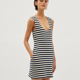 STRIPED JERSEY MINI DRESS