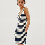 STRIPED JERSEY MINI DRESS